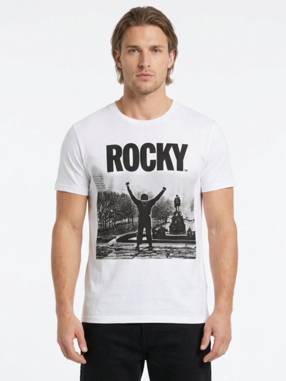 ROCKY Movie White Graphic Tee Men 3XL Philadelphia Steps